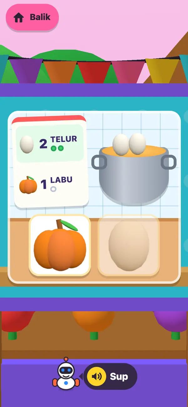 Dapur Celik: resipi dua biji telur dan sebiji labu, telur sudah masuk periuk